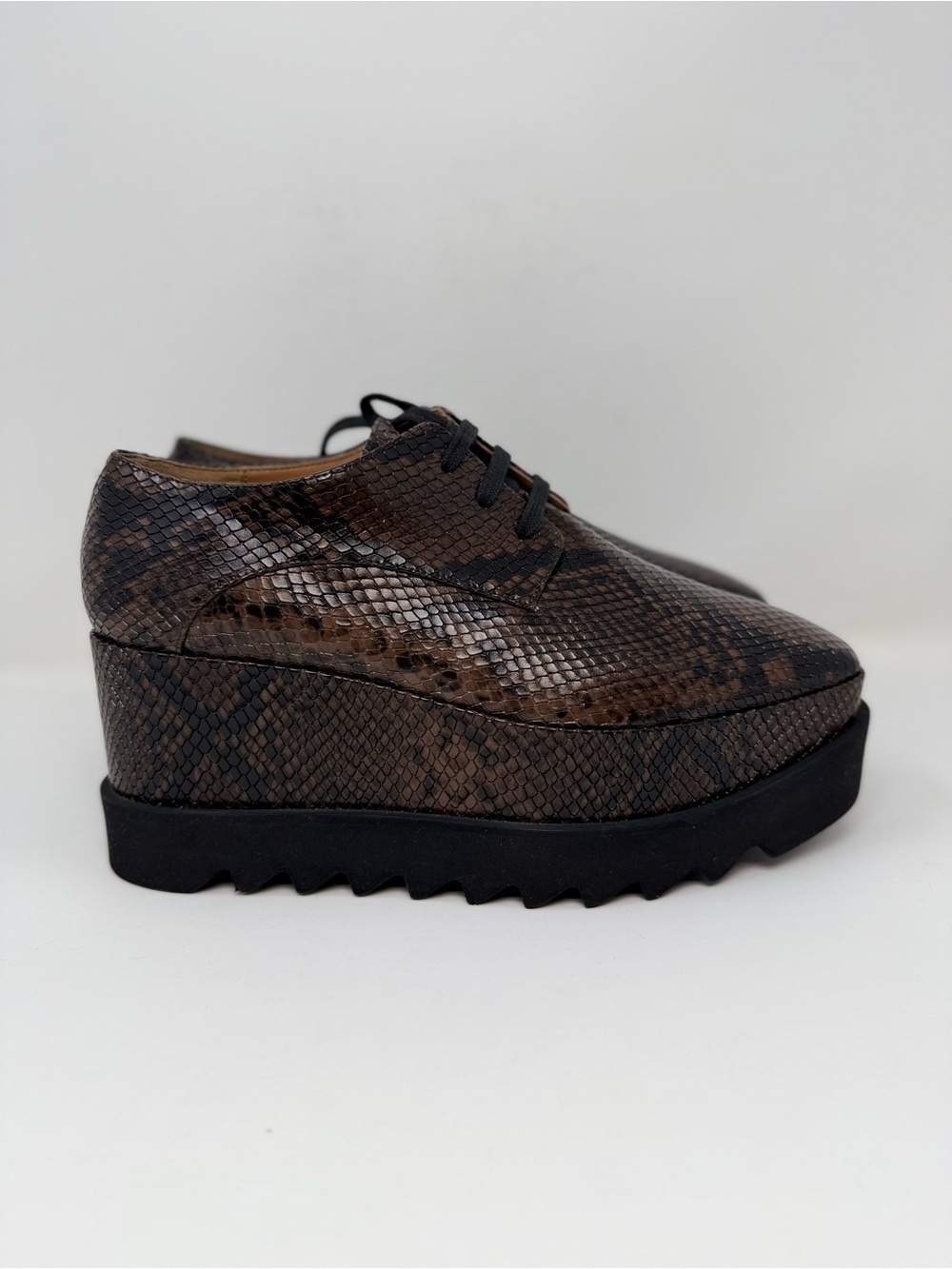 Stella McCartney Elyse Snake Platform Loafers Coffee Sz 7 - Picture 4 of 15